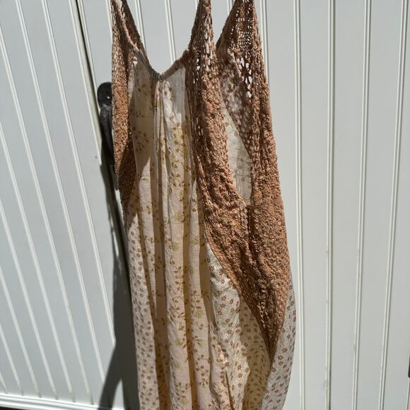 Yvonne S Midi Trapeze Dress 100% Linen Lace Trim Ditzy Floral Print Medium NWOT - Picture 13 of 13